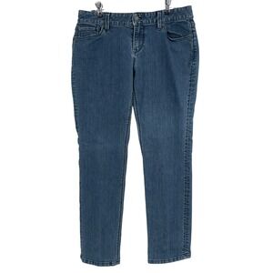 Loft Womens Curvy Straight Leg Jeans Blue Medium Wash Stretch Denim 8P 29W
